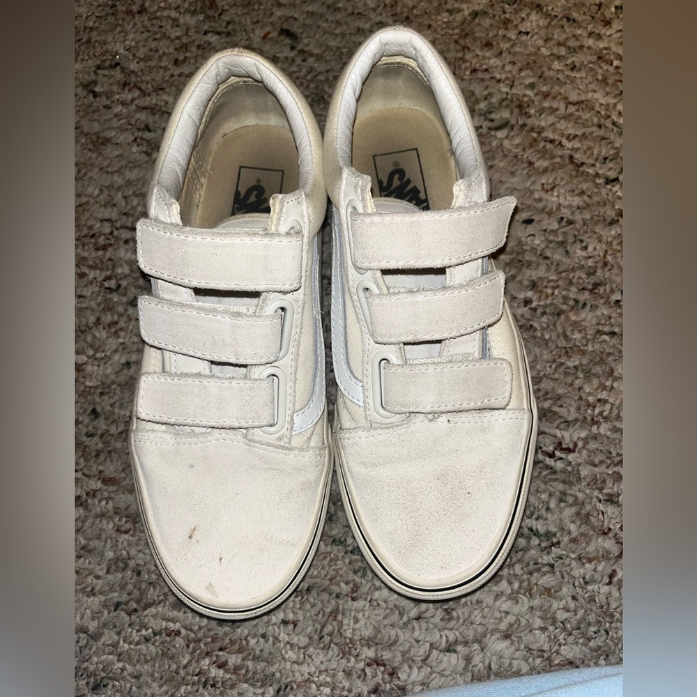 Cream strapped vans